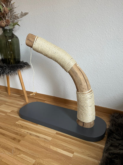 Kratzsäule Anthrazit mit gebogenem Buchenstamm