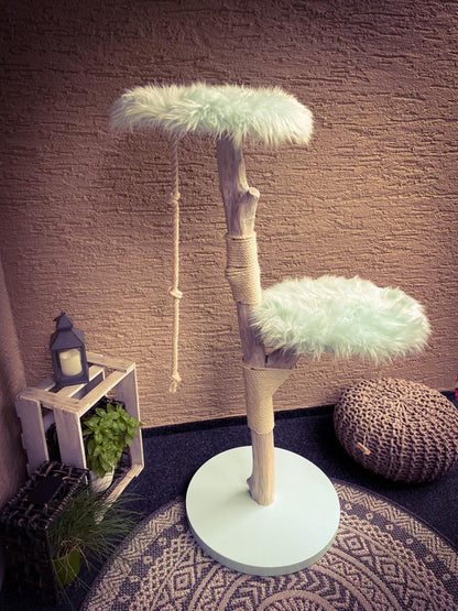 Kratzbaum Naturholz Größe M Shabby-Chic-Look